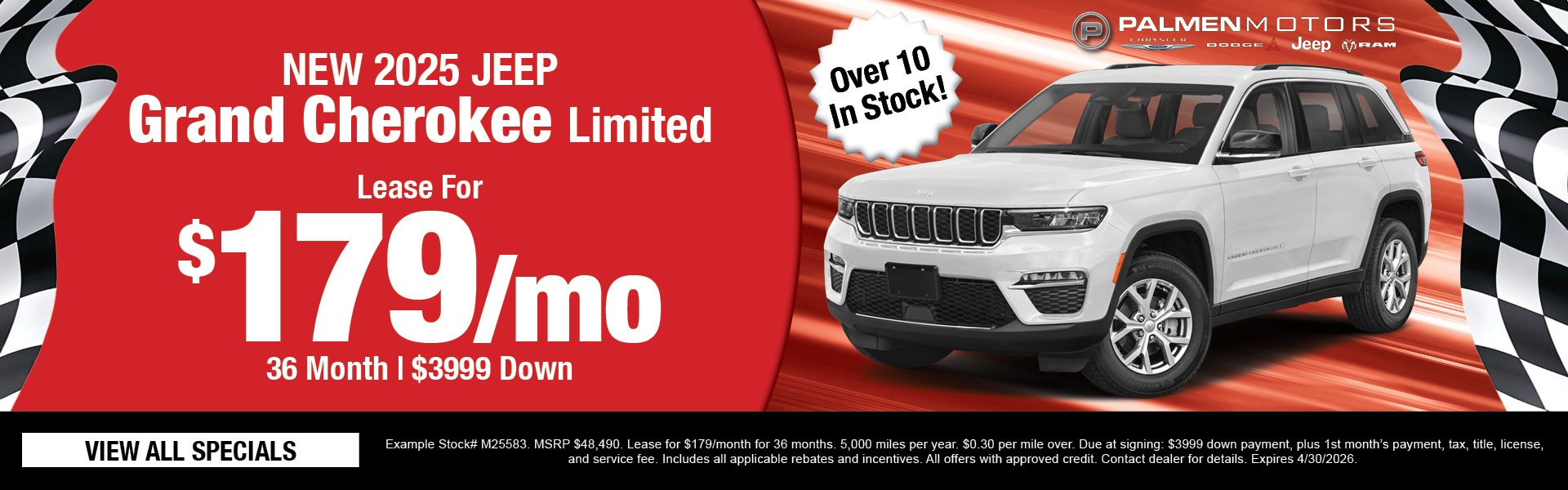 2025 Jeep Grand Cherokee Limited Lease for $179 per month for 36 months at Palmen Motors - Over 10 In Stock!